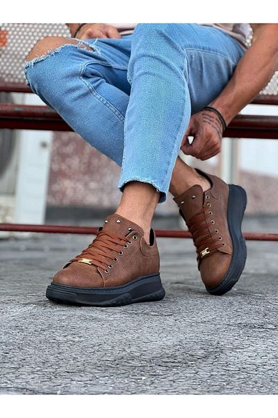 Wagoon Ανδρικά παπούτσια με ψηλή σόλα Wg501 Tan Black