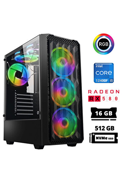 XASER Abyss X1 i5 12400F 16GB Ram 512GB M.2 NVMe SSD 8GB RX580 256Bit Masaüst...