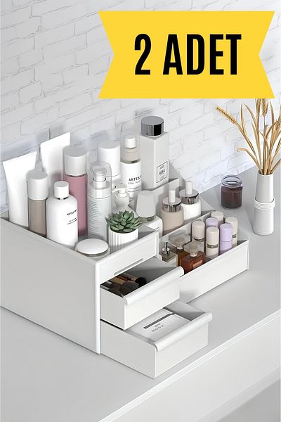 Fesya Home Elegance Multi-Purpose Organizer with 2 Drawers Cosmetic Perfume Cream Jewelry Organizer