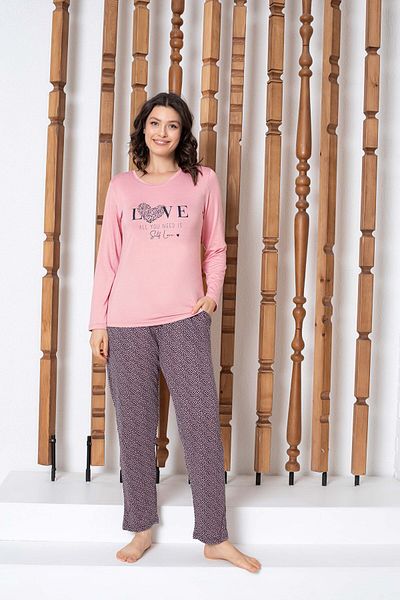 GUAVA+ Pink Love Printed Women's Long Sleeve Pjamas Suit