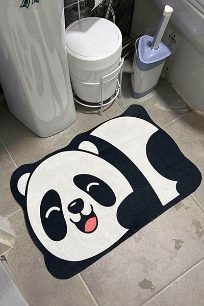 Else Dekor Χαριτωμένο Panda που απορροφά νερό ντους Μπροστινό χαλάκι μπάνιου Κάθισμα τουαλέτας Μονοκόμματο χαλί μπάνιου ζώων