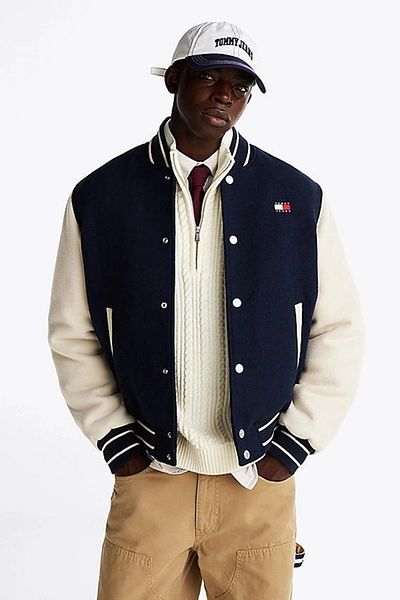 Tommy Hilfiger Férfi sötétkék kényelmes gyapjúkabát