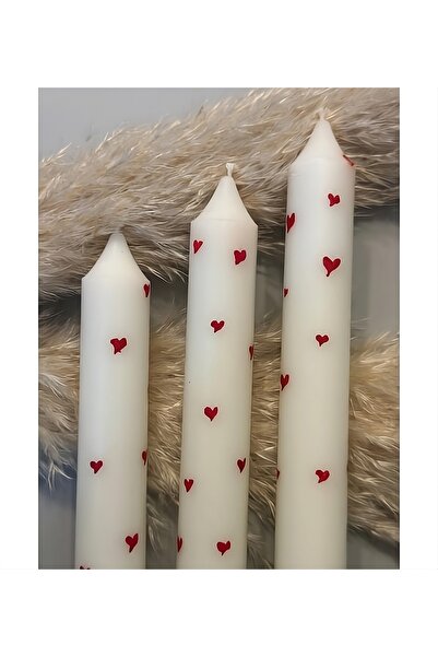 AMBER HOME Kalp Desenli Şamdan Mumu 2li Set