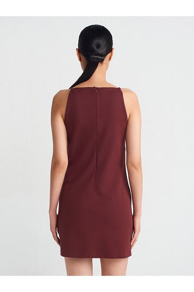 Dilvin 90901 Burgundy Straps Short Dress
