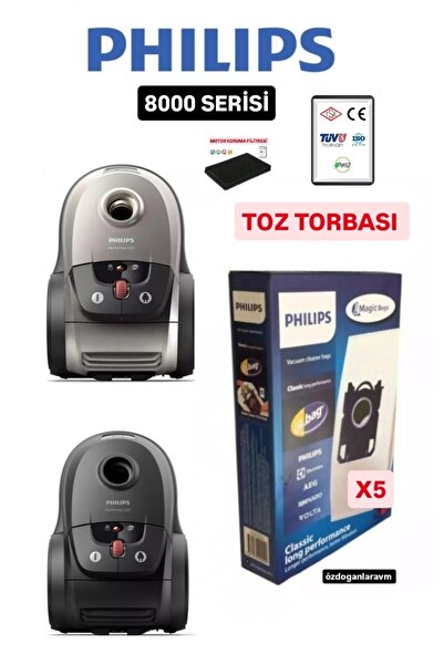 Dogant مكنسة فيليبس 8000 الكهربائية - تتضمن 5 أكياس غبار