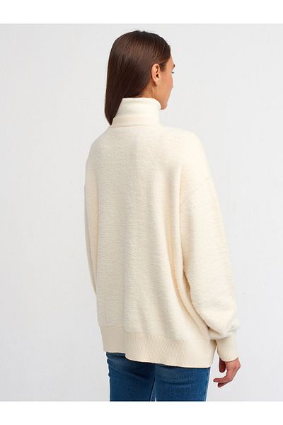 Dilvin 60204 Tricotaj cu decolteu în V cu textura moale Cardigan-cremă