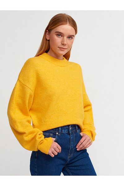 Dilvin 10502 pulover crop cu decolteu pepene galben