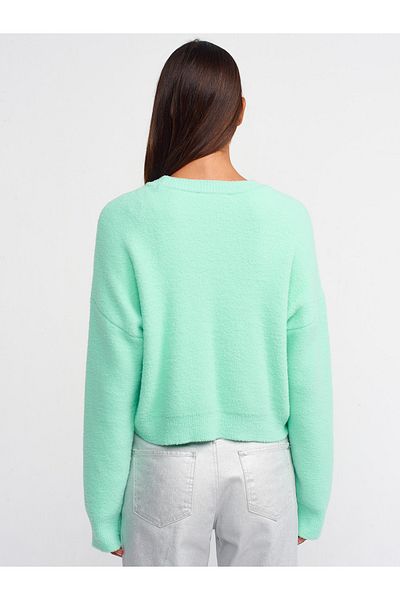 Dilvin 10276 Pulover cu gât crew-cyan