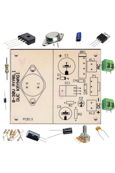 Devre Dünyası 0-30V 1.5A Ayarlı Güç Kaynağı Devresi AC Giriş DC Çıkış - Demonte(Montesiz)