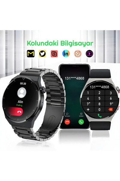 Genel Markalar Gt3 Max Akıllı Saat Nfc Özellikli Yuvarlak Çelik Kasa Bay-bayan Akıllı Saat