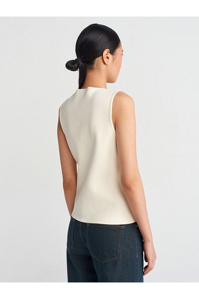 Dilvin 60294 Women's Crew Neck Buttoned Knitwear Vest