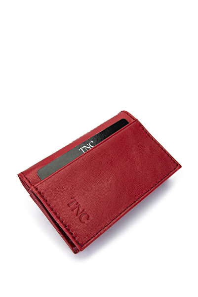 Tamer Tanca Unisex Genuine Leather Red Card Holder