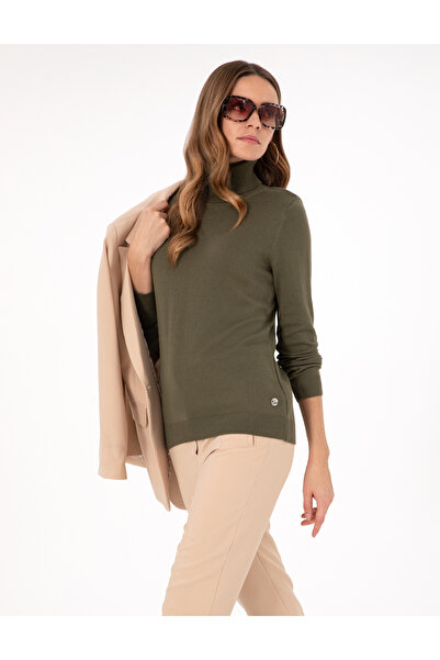 Pierre Cardin Khaki Slim Fit Turtleneck Basic Sweater 50300786 -Vr027