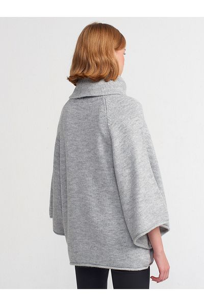 Dilvin 10313 Pulover kimono cu guler rotic-gri