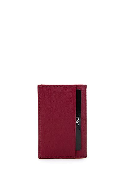 Tamer Tanca Unisex Genuine Leather Claret Red Card Holder