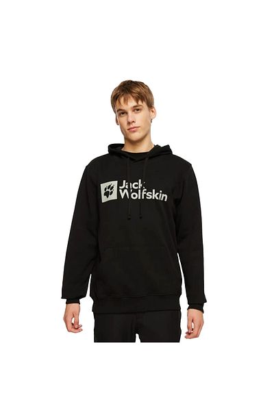 Jack Wolfskin سترة آرثر مقنعين للرجال باللون الأسود