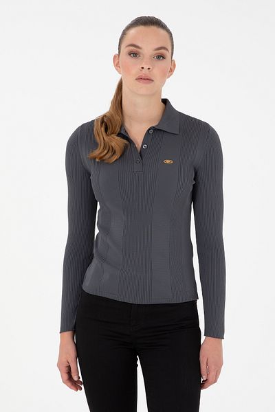 U.S. Polo Assn. Women's Anthracite Polo Neck Sweater 50297087 -Vr006