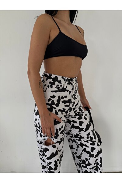 XBELLA DENİM PANTALONI JEANS PALAZZO DALMAȚIAN CU LASER LATERAL