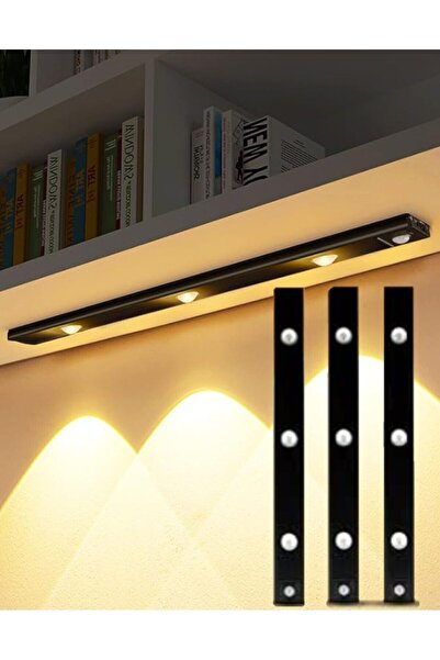 RRULTECH 3 Adet 40cm Harekete Duyarlı Led Sensörlü Usb Şarj Dim Edilebilir Ta...