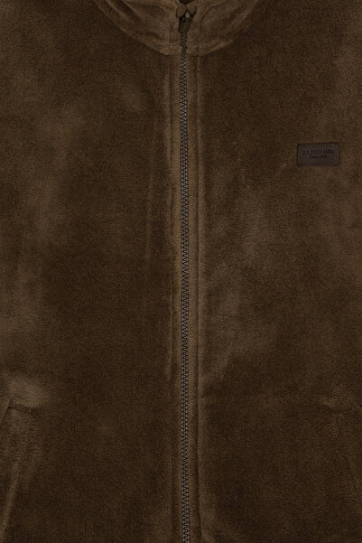 U.S. Polo Assn. Erkek Çocuk Haki Fermuarlı Polar Sweatshirt 50293545-VR027