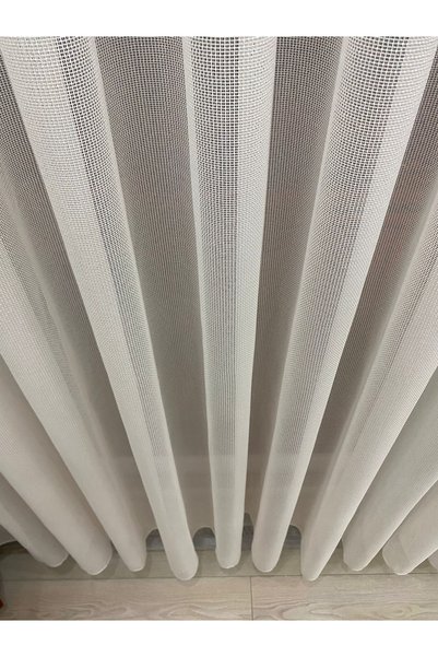 İNCİLİFE Lena Ecru Colored Modern Patterned 1/2.5 Normal Medium Pleated Modern Tulle Curtain