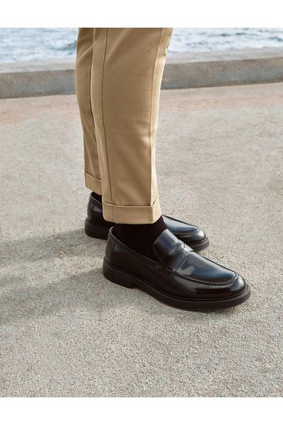 Cabani 100% Genuine Leather Men's Loafer with Black Opening Belt Detail