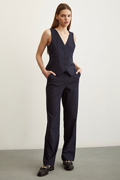 TRENDQUEL Pantaloni clasici cu picior bleumarin