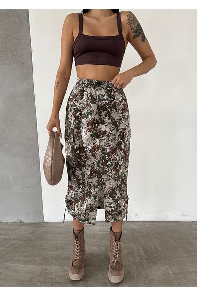 XBELLA DENİM FUSTA CAMOUFLAGE PARAȘUTĂ CU BOLȚI LATERALE ȘI FĂRĂ FATA