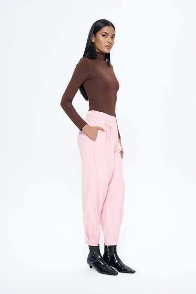 Quzu Pile Detaylı Jogger Pantolon Pembe
