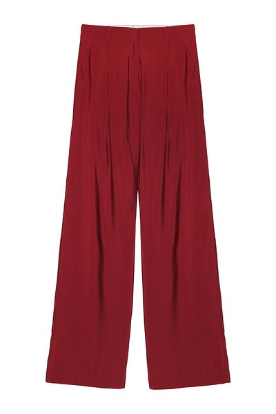 Quzu Pantaloni Burgundy Palazzo Fabric