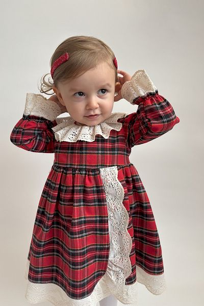 ALYRA Girl Child Baby Dress Gingham Red Ruched Vintage Special Occasion Birthday New Year Christmas Dress