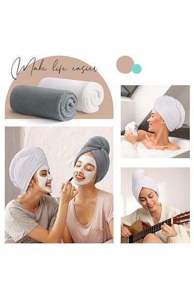 Denia Home Textile Πετσέτα στεγνώματος μαλλιών από 100% βαμβάκι, σκουφάκι μαλλιών
