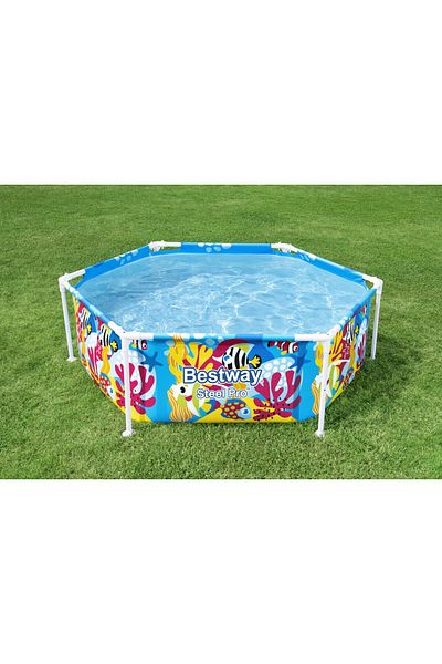 BESTWAY Steel Pro Uv Careful Splash N' Shade Play Pool 183x51cm|above Ground Family Pool With Sun Protection