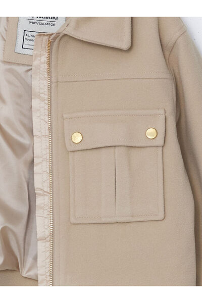 LC Waikiki Lcwk Gömlek Yaka Kız Çocuk Kaşe Mont