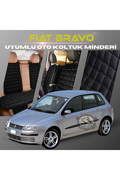SHOOPLAA مجموعة وسائد مقعد السيارة لسيارة فيات برافو باللون الأسود مع جيوب من...