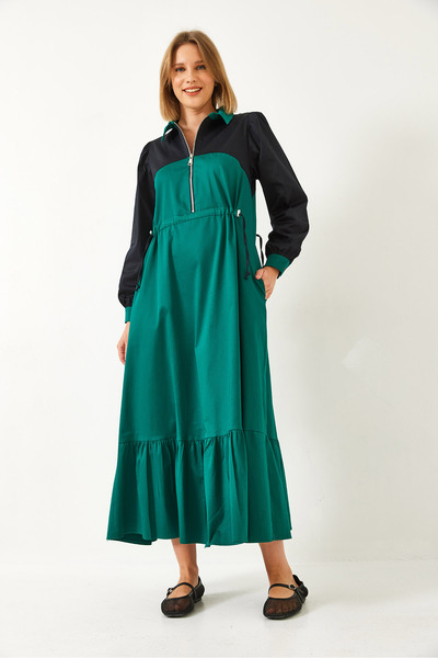 Bianco Lucci Dámské dětské šaty s elastickým pasem s dlouhým rozevlátým lemem 8122 60351249