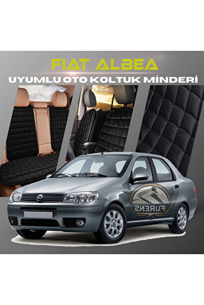 SHOOPLAA طقم وسادة مقعد السيارة Fiat Albea باللون الأسود مع جيوب ريش تايلاندي...