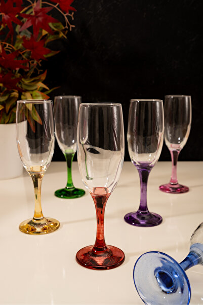 çarşıdayız 535 Model 6 Kişilik 6 Renk Kahve Yanı Su Bardağı Seti - 190 cc – Ş...