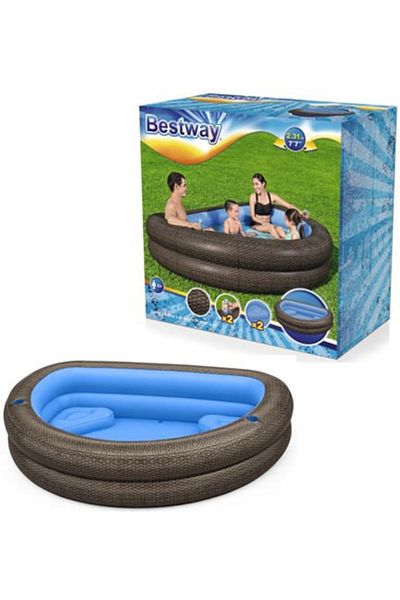 BESTWAY Family Pool Tru Print Wicker 231x178x53centimeters