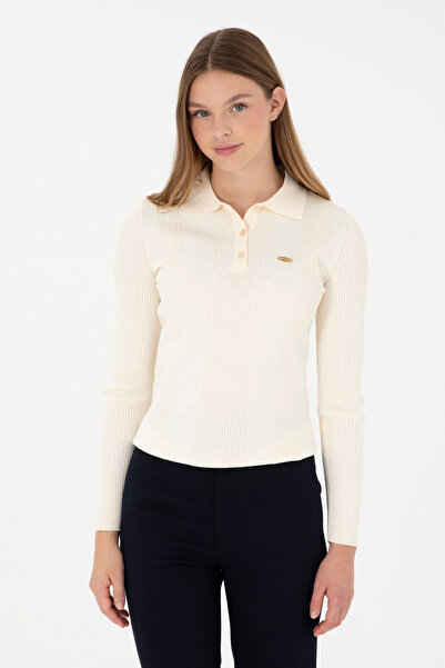 U.S. Polo Assn. سترة نسائية بياقة بولو كريمية 50297087-VR071