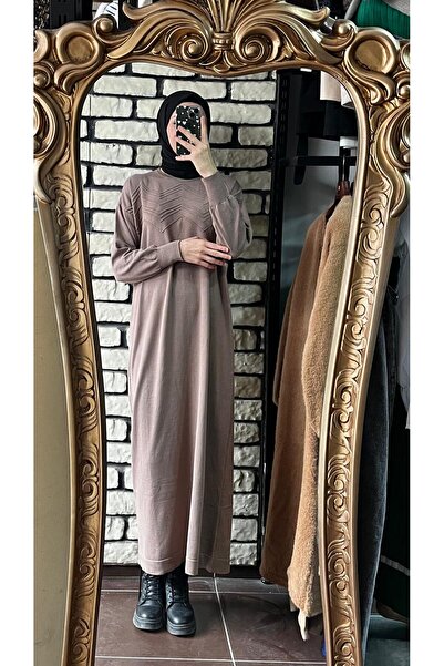 Mintaş Self Print Long Knitwear Dress