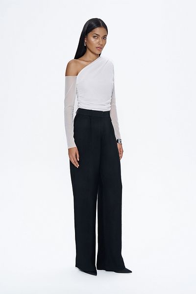 Quzu High Waist Wide Leg Trousers Black