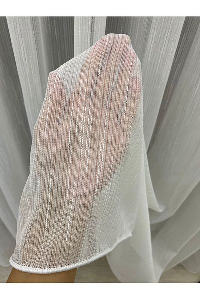 İNCİLİFE Ecru Colored Venice1/2,5 Medium Pleated Plain Tulle Curtain