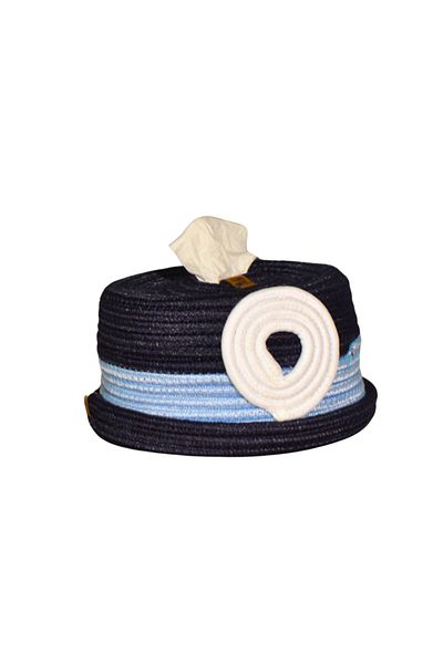 HomeTurko BOHO Design - Suport rotund pentru șervețele din iută, cutie de șervețele din paie, articole de birou pentru acasă