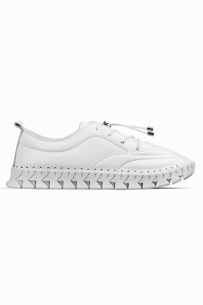 Lal Shoes & Bags Pantofi casual de damă Belda din piele naturală cu cusături - alb