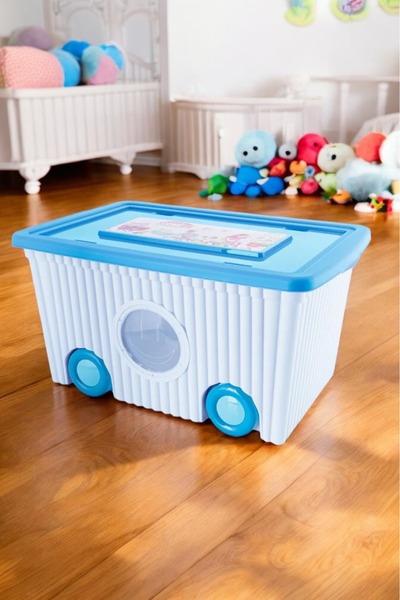 Flora Trendy 60 Lt Oyuncak Kutusu Tekerlekli Pencereli Büyük Boy Turkuaz