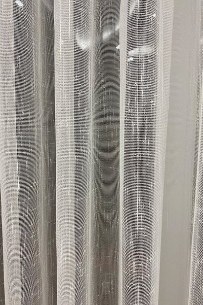İNCİLİFE Natural Ecru Colored 1/2.5 Regular Pleated Linen Tulle Curtain