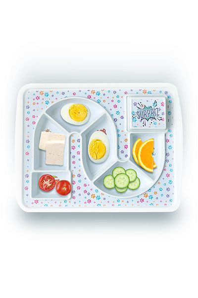 EĞLENCELİ TABAK Baby Child Feeding Plate Surprise Fun Plate with Paw 23X30.5X3Cm Turkish Patent
