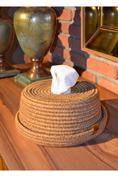 HomeTurko Boho Design - Versatile Jute Round Napkin Holder Wicker Napkin Box, Home Office Item