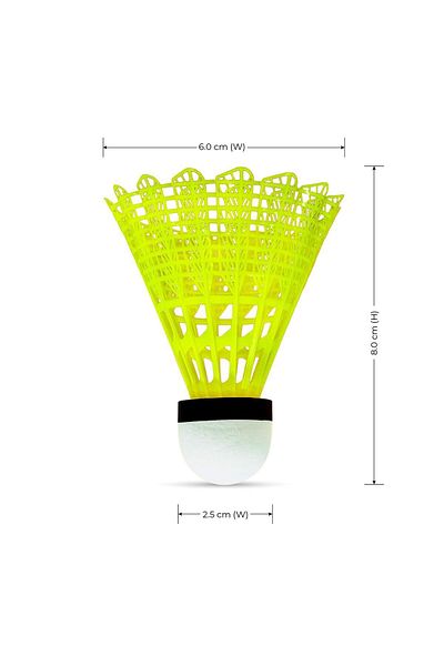 Li-Ning Bolt Boost Nylon Badminton Shuttlecocks (Yellow, Slow Speed) | High Quality | Synthetic Cork